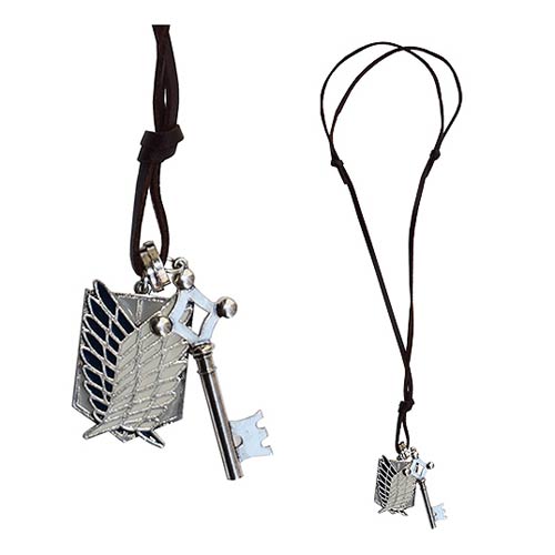 Attack on Titan Scout Shield and Key with Leather Necklace